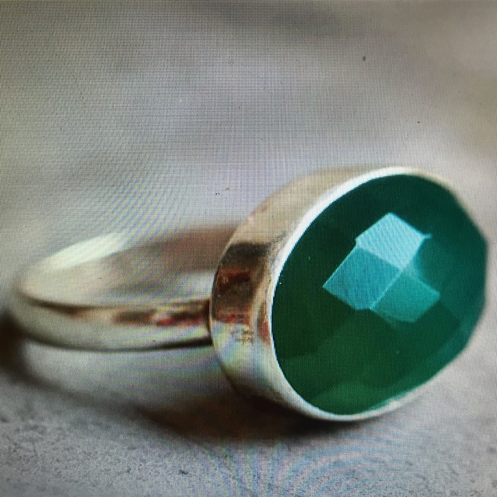 Green Onyx Faceted Gemstone Sterling Silver Ring